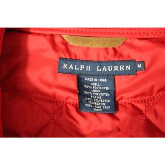 RALPH LAUREN Sz M Medium Red Suede Trim Vest Crest - Picture 2 of 8